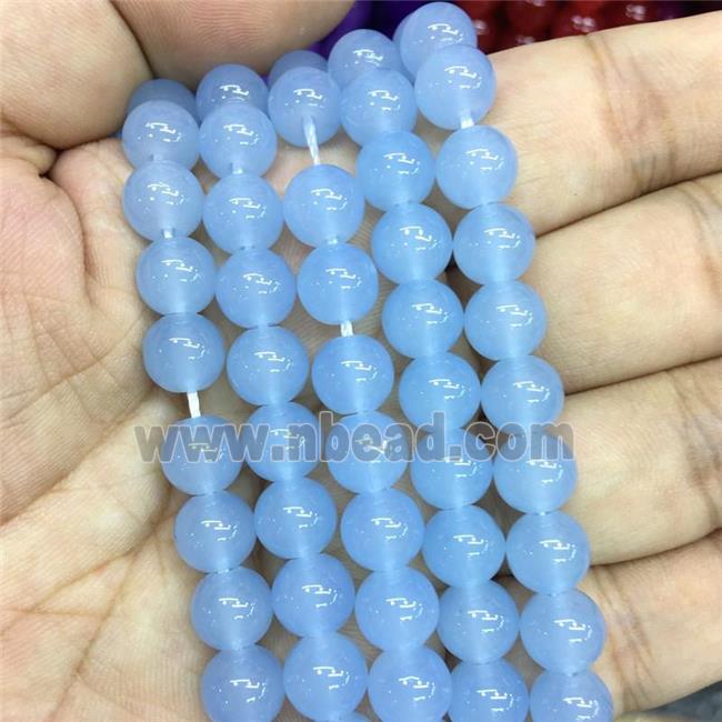 round Jadeite Glass beads, lt.blue