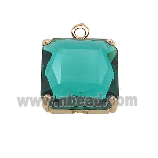 Green Crystal Glass Square Pendant 