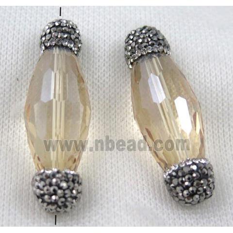 Chinese crystal glass spacer bead paved rhinestone, faceted Rice
