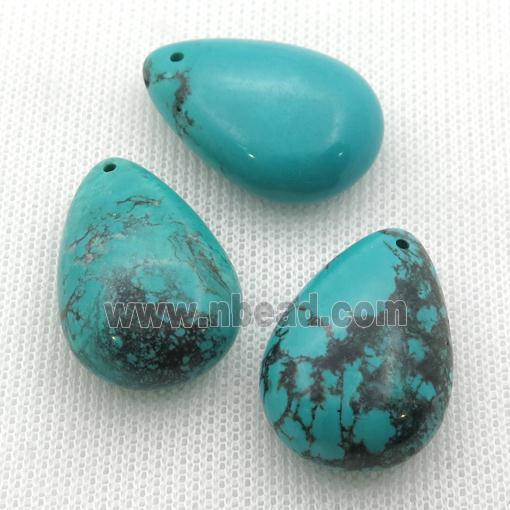 Sinkiang Turquoise teardrop pendant, teal