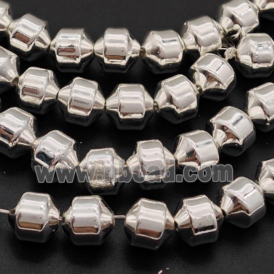 Hematite Bullet Beads Bicone Shiny Silver