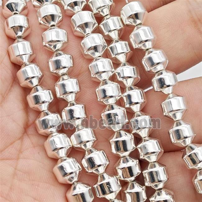 Hematite Bullet Beads Bicone Shiny Silver