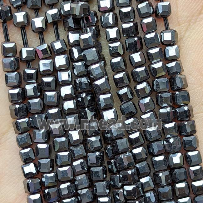 Black Hematite Beads Faceted Cube