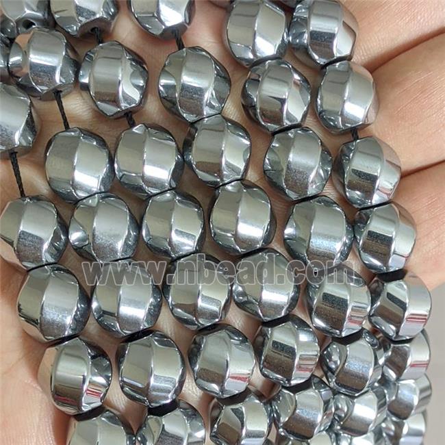 Hematite Twist Beads Platinum Plated