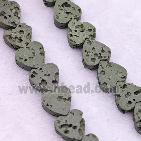 Green Lava Heart Beads