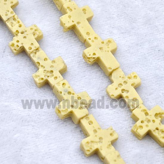 Yellow Lava Cross Beads