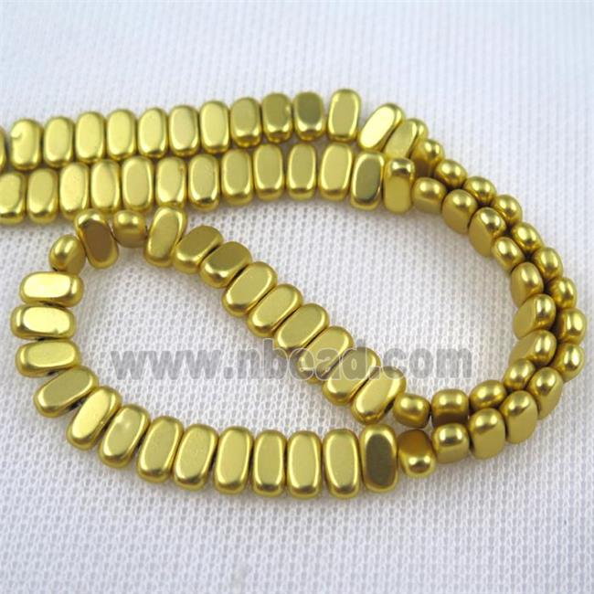 Hematite beads, oval, gold plated