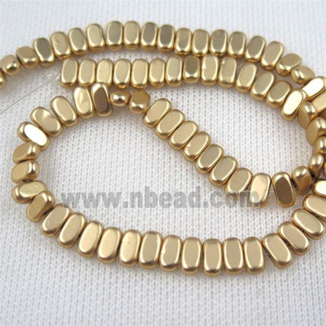 Hematite beads, oval, lt.golden