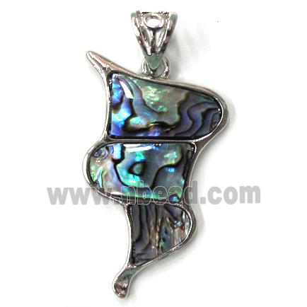 Paua Abalone shell pendant, mxied