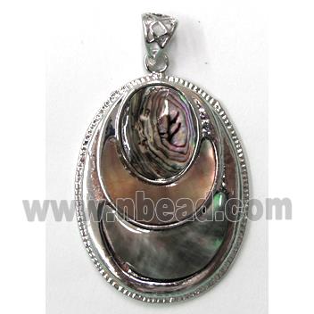 Paua Abalone shell pendant, oval, mxied