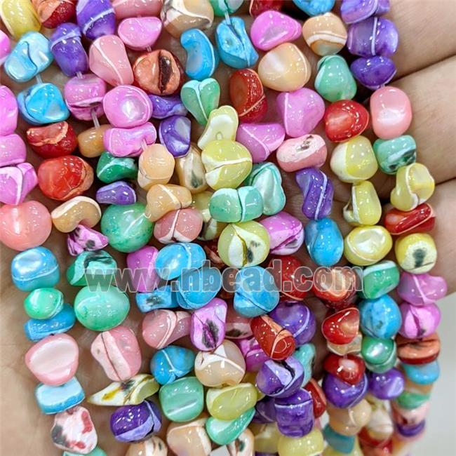 MOP Shell Beads Freeform Dye Mixed Color