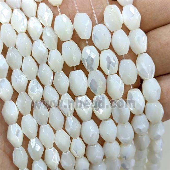 White MOP Shell Rice Beads Faceted