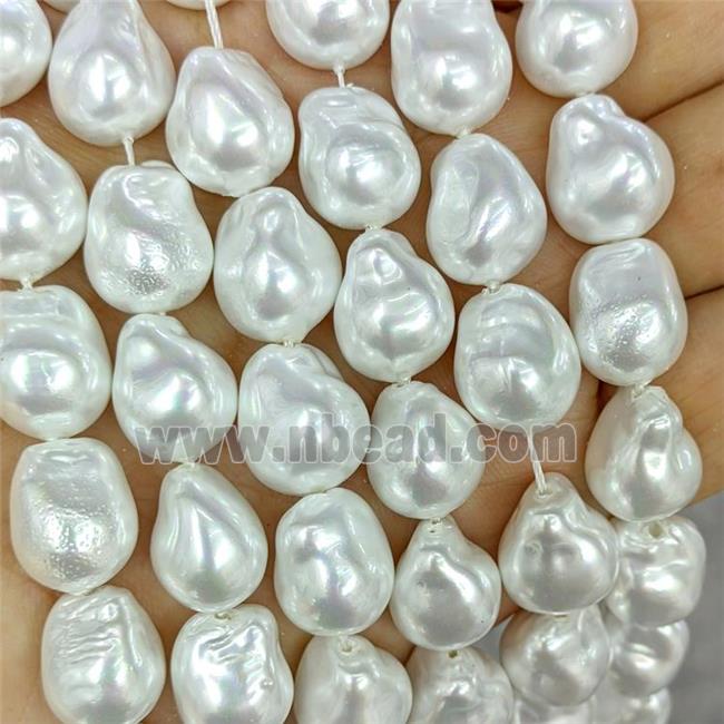 White Pearlized Porcelain Beads Freeform