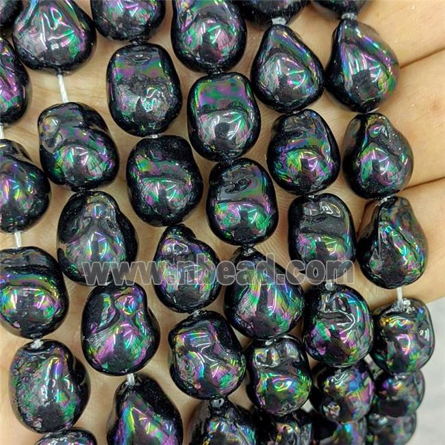 Black Pearlized Porcelain Beads Freeform AB-Color