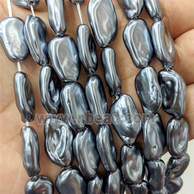 Baroque Style Pearlized Shell Freeform Beads Darkgray