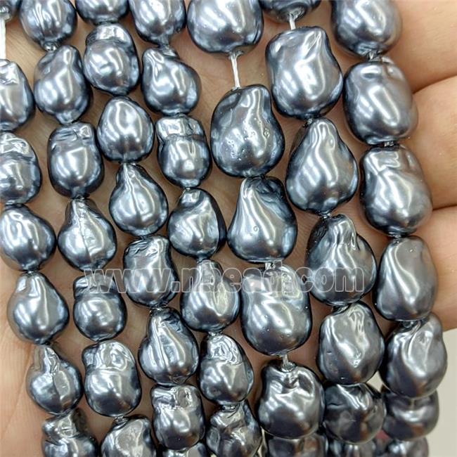 Baroque Style Pearlized Shell Beads DarkGray Freeform