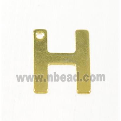 stainless steel letter H pendant, gold plated