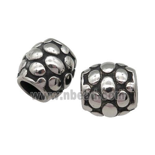 Stainless Steel Barrel European Beads Large Hole Antique Silver