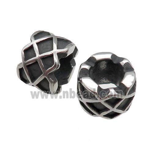Stainless Steel Tube Beads, large hole, antique silver