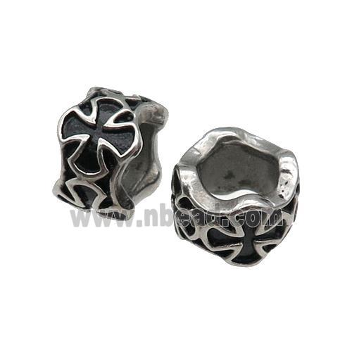 Stainless Steel Tube Beads, Antique Silver