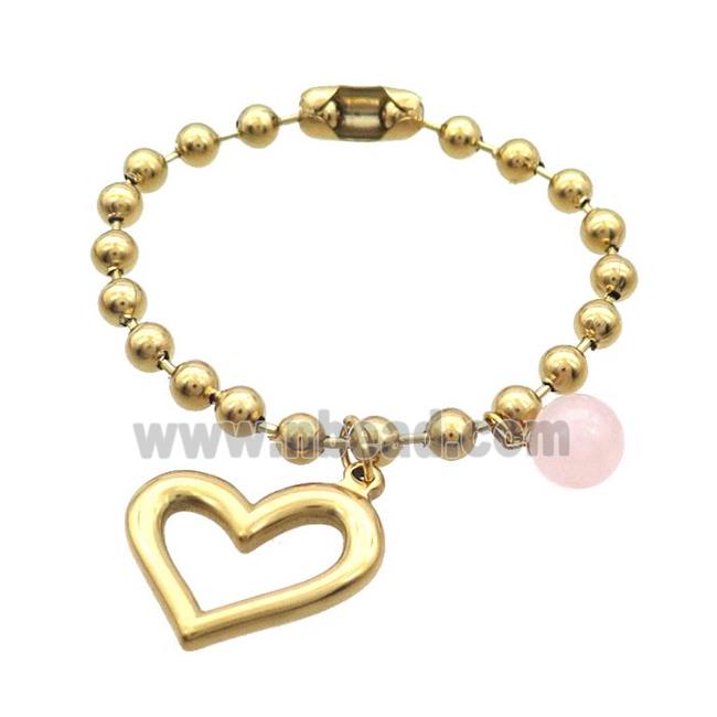 Stainless Steel Bracelet Heart Gold Plated