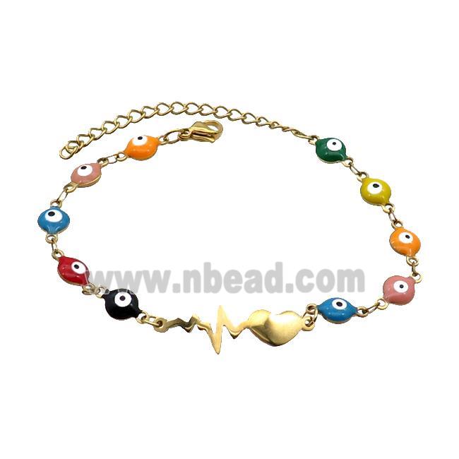 Stainless Steel Bracelets Evil Eye Multicolor Gold Plated