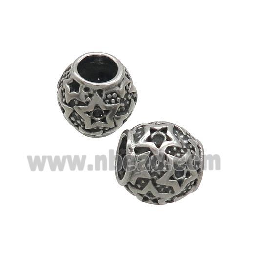 Stainless Steel Barrel Beads Antique Silver