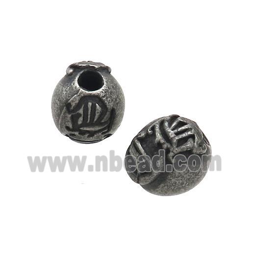 Stainless Steel Round Beads Antique Black