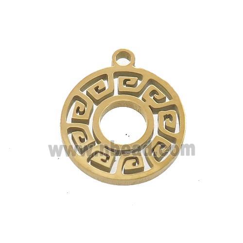 Stainless Steel Circle Charms Pendant Greek Key Gold Plated