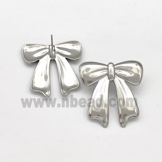 Raw Stainless Steel Bow Stud Earring