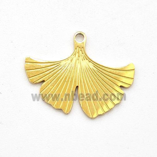 Stainless Steel Ginkgo Leaf Pendant Gold Plated