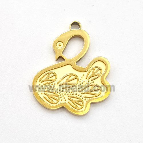 Stainless Steel Swan Pendant Gold Plated