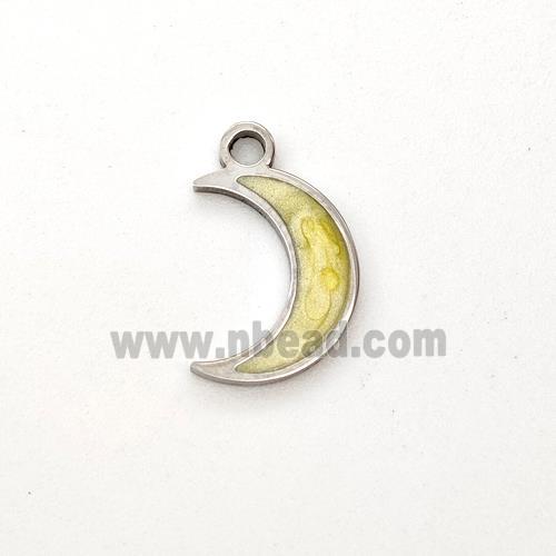 Raw Stainless Steel Moon Pendant Yellow Painted