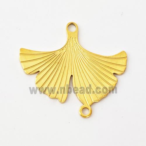 Stainless Steel Ginkgo Leaf Connector Gold Plated