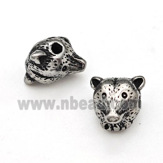 Sideburns Dog Charms Stainless Steel Beads Antique Silver