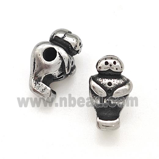 Stainless Steel Boy Beads Antique Silver