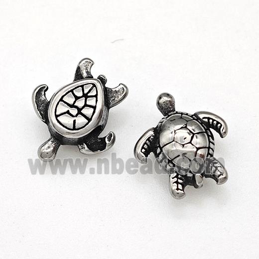 Stainless Steel Tortoise Beads Antique Silver