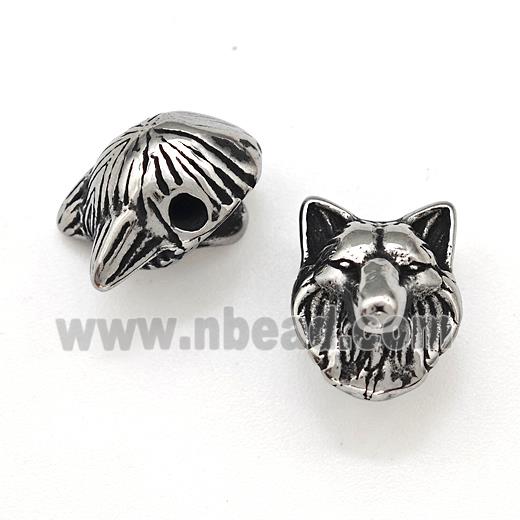 Stainless Steel Wolf Beads Antique silver