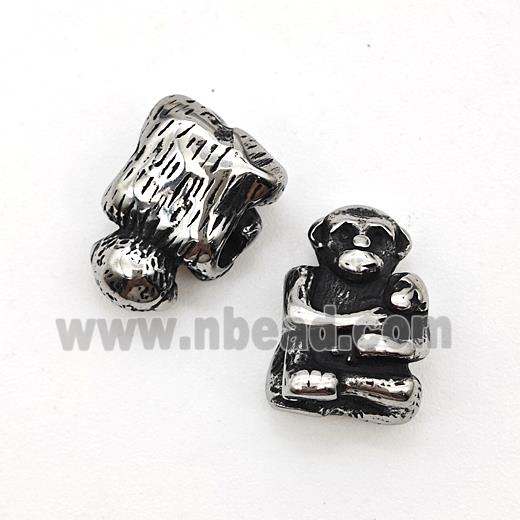 Stainless Steel Monkey Beads Antique Silver