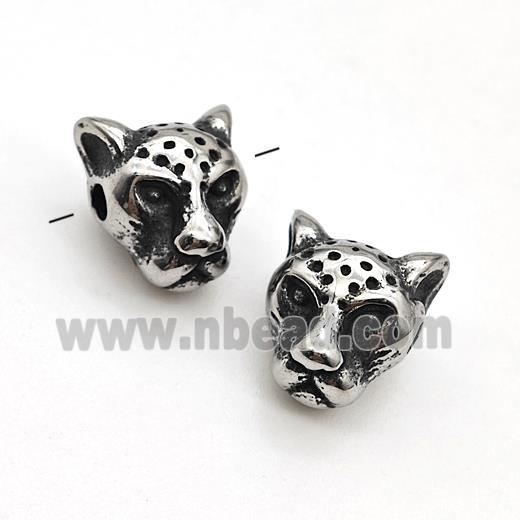 Stainless Steel Leopard Beads Panther Antique Silver