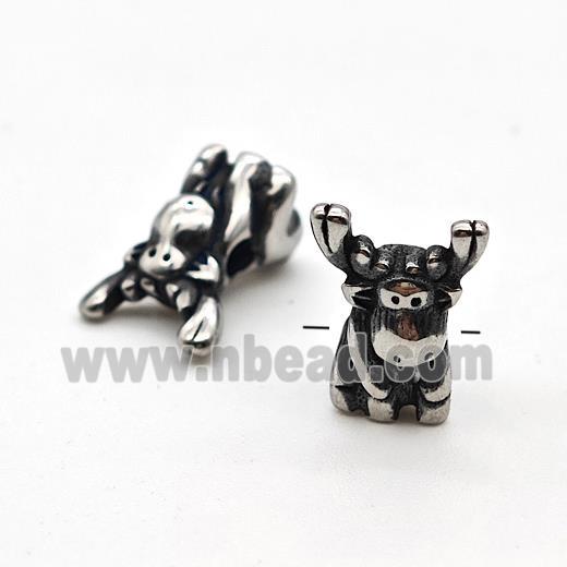 Stainless Steel Moose Beads Antique Silver