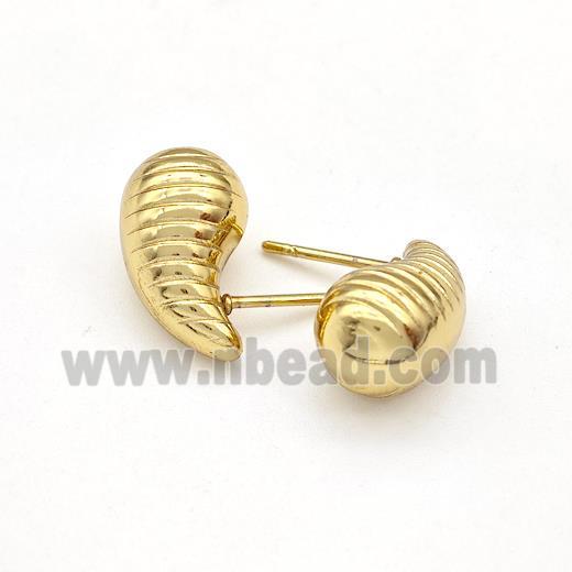 304 Stainless Steel Stud Earring Teardrop Hollow Gold Plated