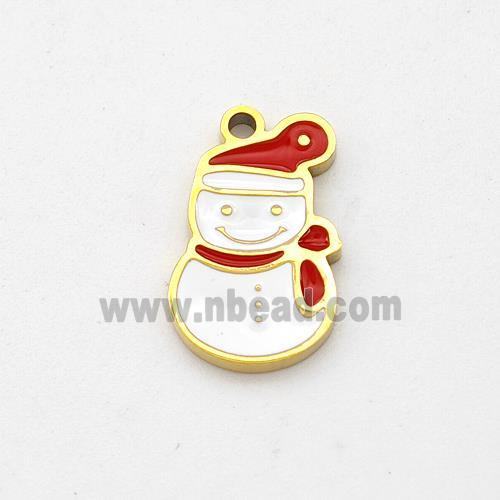 Christmas Snowman Charms Stainless Steel Pendant Enamel Gold Plated