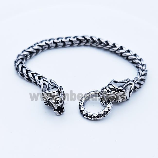 304 Stainless Steel Bracelet Loong Antique Silver