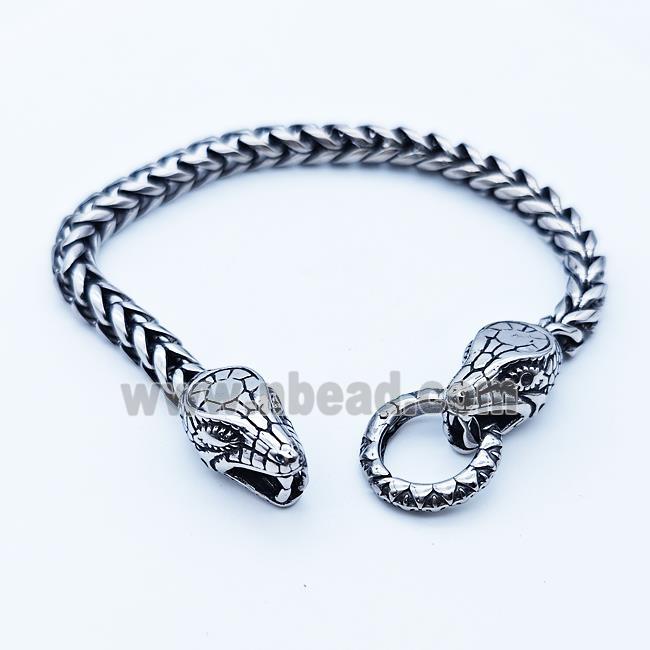 304 Stainless Steel Snake Bracelet Antique Silver