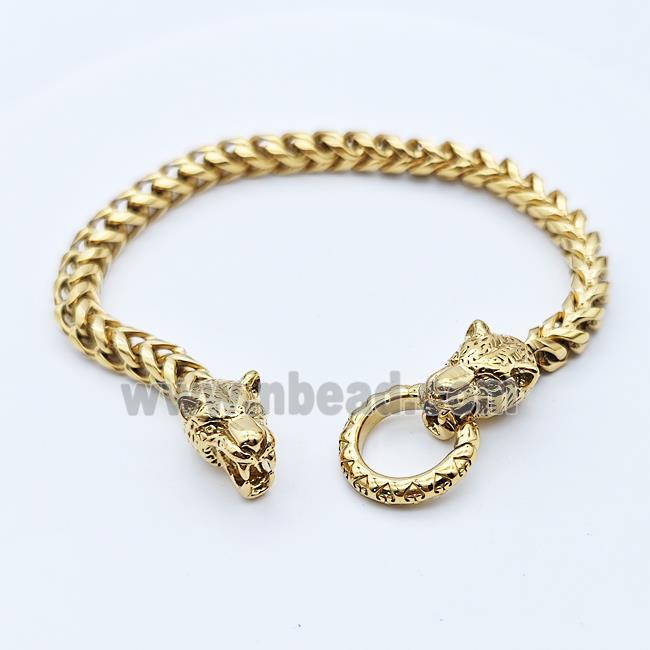 304 Stainless Steel Leopard Bracelet Gold Plated