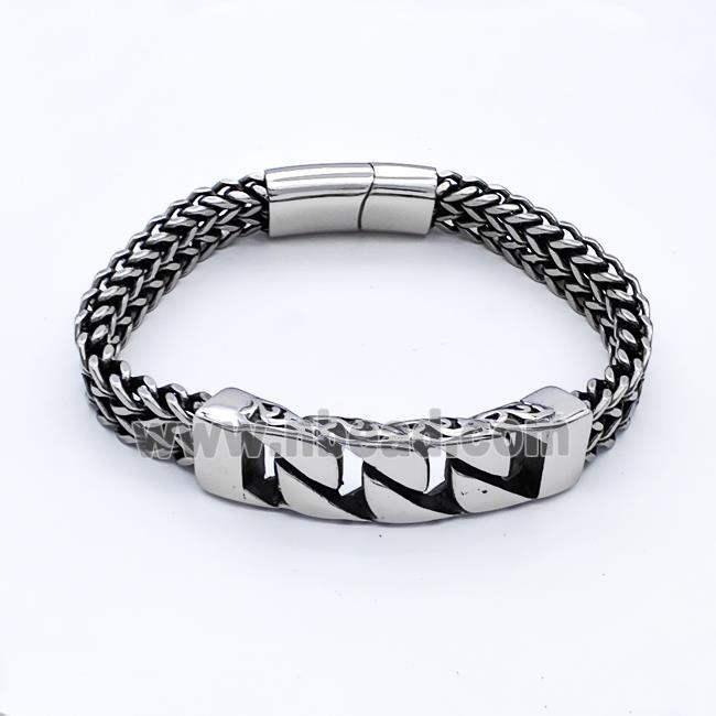 304 Stainless Steel Bracelet Antique Silver