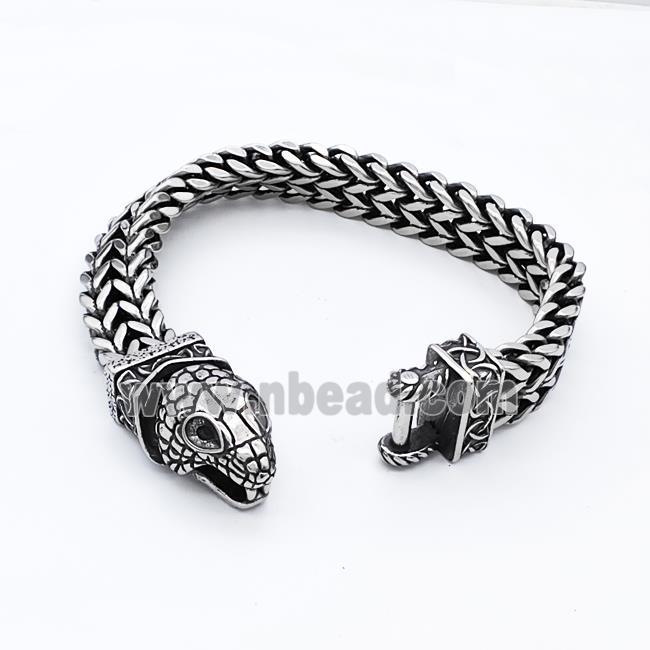 304 Stainless Steel Snake Bracelet Antique Silver