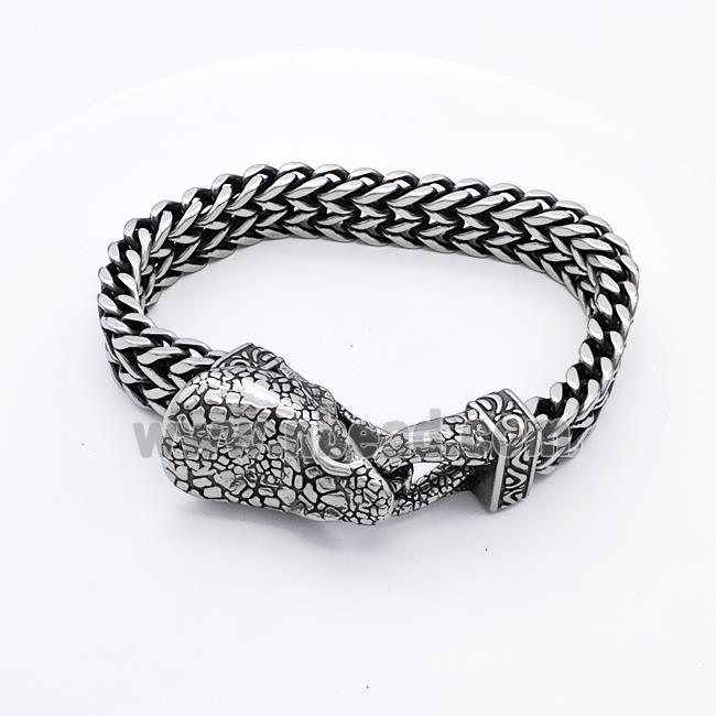 304 Stainless Steel Snake Bracelet Antique Silver