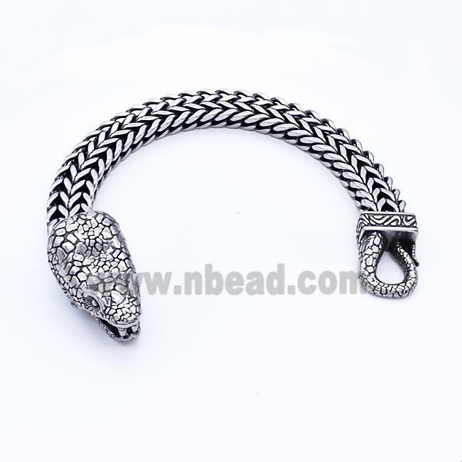 304 Stainless Steel Snake Bracelet Antique Silver